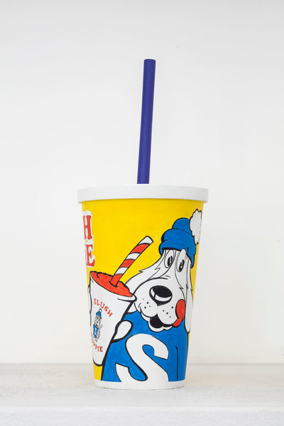 Slush Puppie Cup, acrylic paint on wood, 2019, edition of 6    Shown in the exhibition, "Works on Paper" with Roula Partheniou at MKG127 gallery in 2019.